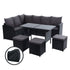 9 Seater Outdoor Furniture Dining Setting Sofa Set Black Wicker Storage Cover